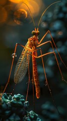 Poster - Close-Up Photography of a Tiny Orange Insect with Delicate Wings