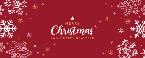 Wall Mural - merry christmas greeting card with snowflake and stars vector illustraion