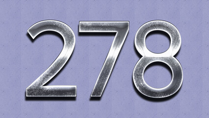 3D Chrome number design of 278 on purple wall.