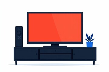 Poster - A simple icon depicting a smart TV  remote control  and soundbar in a clean  flat  and minimalist design  isolated on a white background