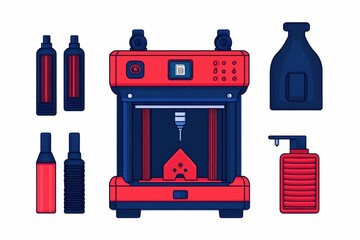 A detailed showcasing a 3D printer  filament  and 3D model in a clean  modern  and minimalist style  The image highlights the technical aspects and industrial design of the 3D printing equipment