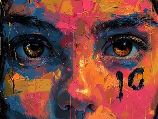 Sticker - Abstract Portrait: A Close Up of Vivid Eyes