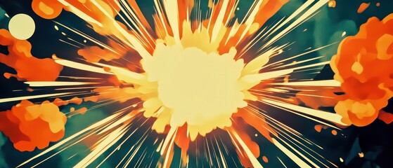 Poster - Dynamic explosion graphic with vibrant colors and dramatic impact.