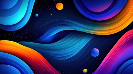 Aufkleber - Vibrant abstract waves with colorful gradients against a dark background, creating a dynamic visual experience.