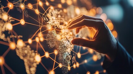 Poster - Hand Interacting with Global Digital Network Visualization