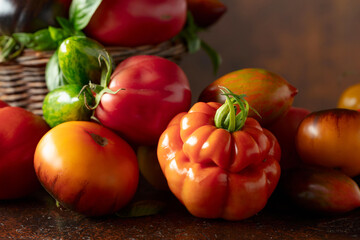 Poster - Tomatoes on a brown background.