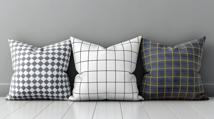 collection Set of different decor styles cushion or pillow on white background