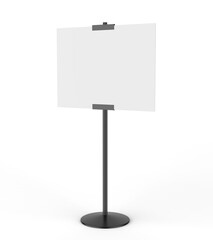 Wall Mural - Blank Poster sign stand. Floor standing display realistic mockup. Adjustable pedestal with board, mock-up. 3d render illustration.