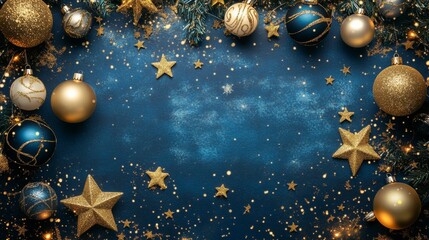 Poster - Celestial Winter Wonderland with Gold Stars - Festive Holiday Magic