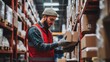 © WS Studio 1985 - Warehouse Worker Organizing Packages on Shelves
