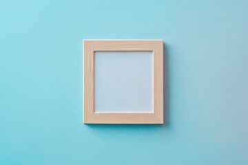 Simple square photo frame mockup on a light blue background for creative design use