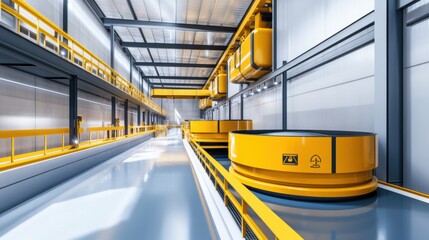 Poster - Modern Industrial Warehouse with Yellow Accents