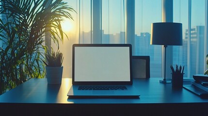 Poster - Modern Workspace with Laptop and Natural Light