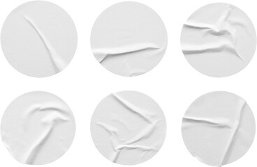 Wall Mural - blank white round paper sticker label set isolated on white background
