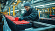 © Korawan - A man in a black jacket is working in a factory