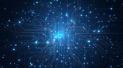 Aufkleber - Abstract digital circuit board background with glowing blue lines.