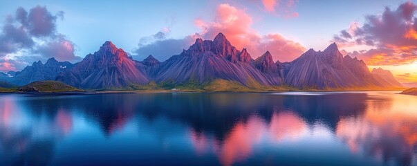 Wall Mural - Serene Mountain Reflection at Sunset