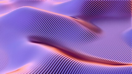 Poster - Abstract wavy pattern with flowing lines in blue and red tones..