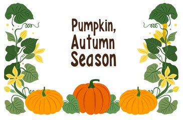 Wall Mural - autumn greeting card with lettering and pumpkin patch on a white background. perfect for thanksgivin