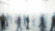 © kichigin19 - train station background concept passenger transport, foggy silhouettes in motion blur, gloomy atmosphere depressive mood