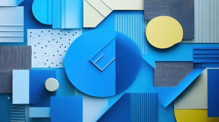Poster - Blue background with geometric shapes Combining modern shapes with blue tones, perfect for business presentations, tech designs, or creative marketing.