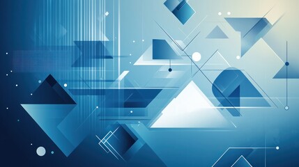 Poster - Blue background with geometric shapes Combining modern shapes with blue tones, perfect for business presentations, tech designs, or creative marketing.