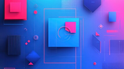 Poster - Blue gradient with geometric shapes Combining clean gradients with sharp,