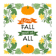 Wall Mural - autumn greeting card with a quote and pumpkin patch on a white background. perfect for thanksgiving 