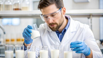 Food Scientist Testing Milk Samples in Laboratory



