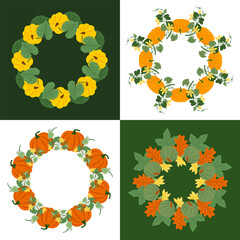 Wall Mural - vector set of autumn wreaths isolated on white background. perfect for holiday greeting cards, thank