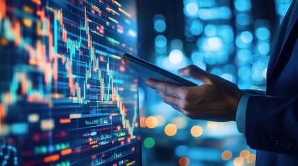 Poster - Businessperson Analyzing Data on Modern Tablet Device