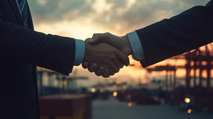 Poster - Business Partners Shaking Hands at Sunset