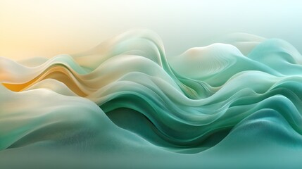 Sticker - Abstract Wavy Green and Gold Design