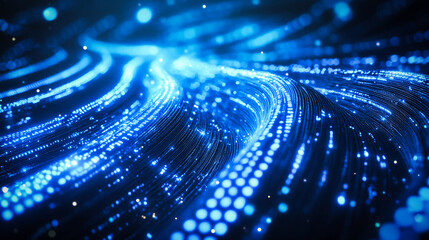 Poster - Abstract blue digital data cables and lines