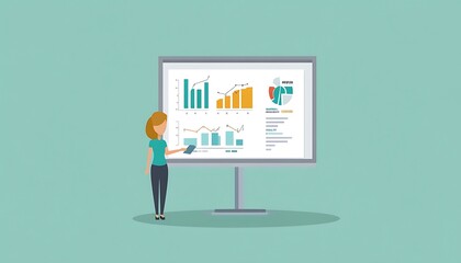 Poster - Woman presenting data on a whiteboard