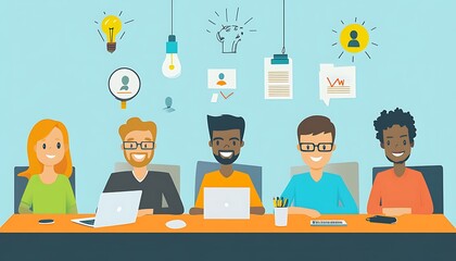 Poster - Diverse Team of Professionals Working Together at a Desk