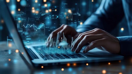 Poster - Digital Analysis with Laptop and Data Visualization