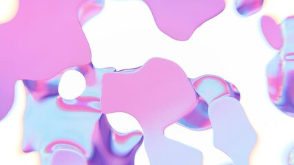 Poster - Abstract organic shapes in blue and pink with flowing cutouts

