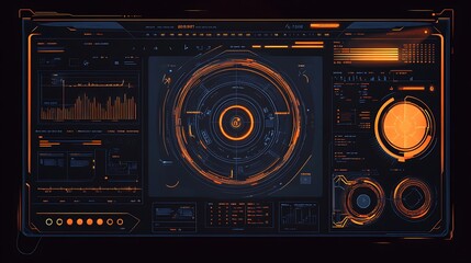 Poster - Futuristic HUD with Orange and Blue Graphics