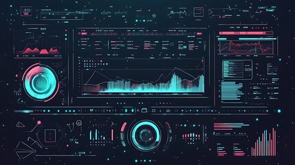 Poster - Futuristic Interface with Data Visualizations and Graphical Elements