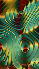 Poster - Abstract floating sphere with vibrant swirls in green and red

