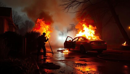 fire in the car , generate AI