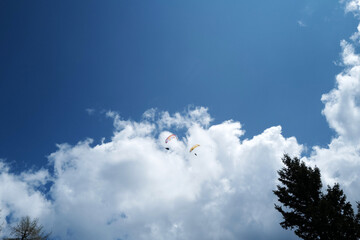 Natural landscape view of clear blue gradient sky and Parashooting