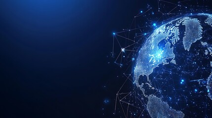 A stylized image of a glowing, connected Earth against a dark blue background.