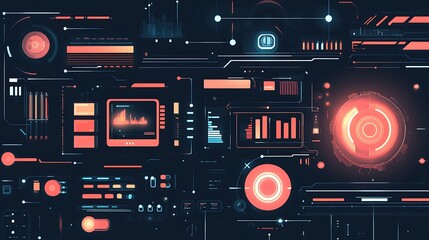 Poster - Futuristic Technology Interface with Data Visualization and Controls