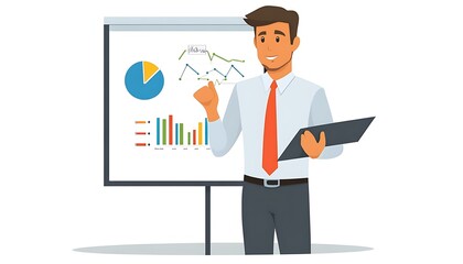 Poster - Businessman Giving Presentation with Charts and Graphs