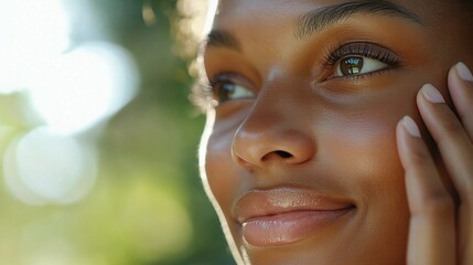 Sticker - Close-Up of a Smiling Woman in Natural Light