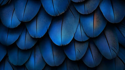 Poster - A close-up of iridescent blue feathers arranged in layers.