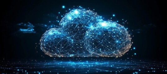 Poster - Abstract Cloud Computing Network Cloud Visualization of Data Storage, Network, and Technology