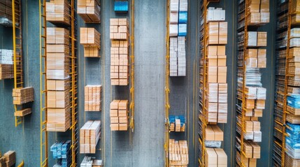 Aerial View of Organized Warehouse Storage System